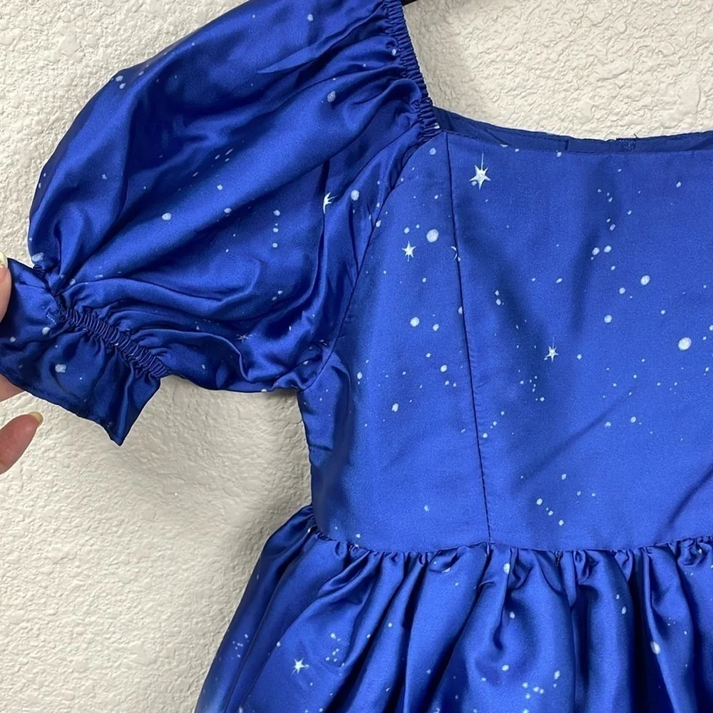 NWT Pippa & Julie Camilla Starry Night Whimsical Townscape Houses Dress Girls 5
